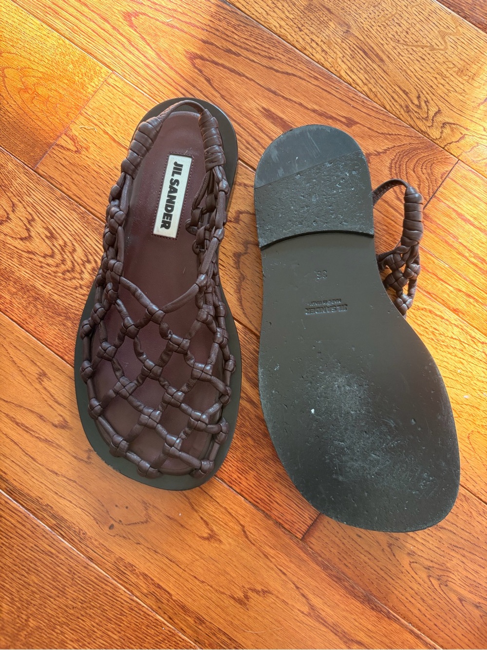 Jil Sander Dark Brown Braided Slide Sandals - Picture 2 of 8